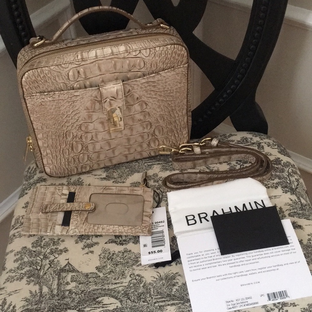 Brahmin Evie Sugar Cane Leather bag AND Credit Card Wallet. NWT - Picture 2 of 8